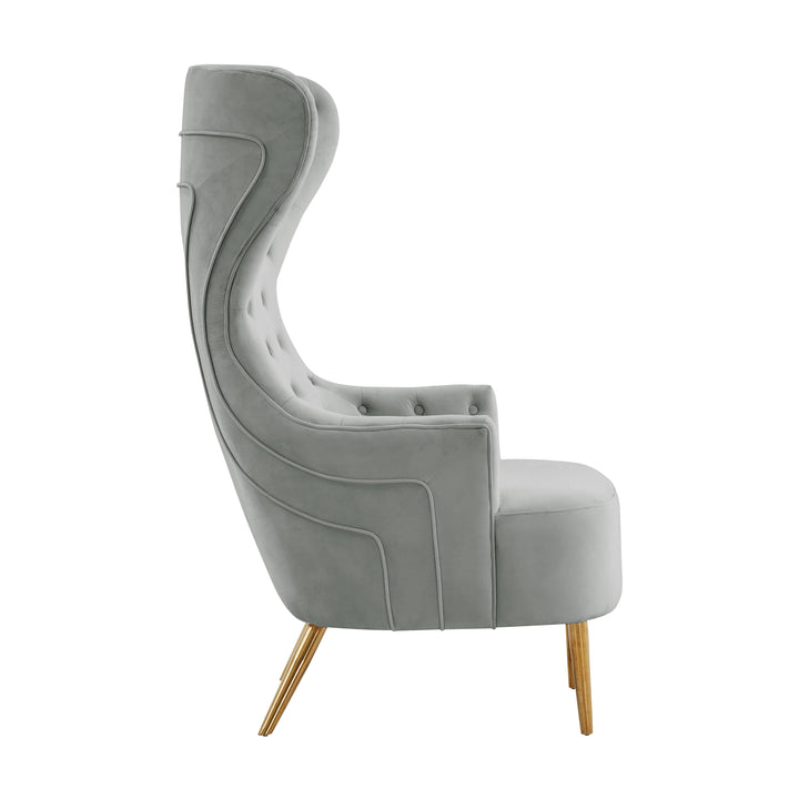 American Home Furniture | TOV Furniture - Jezebel Grey Velvet Wingback Chair