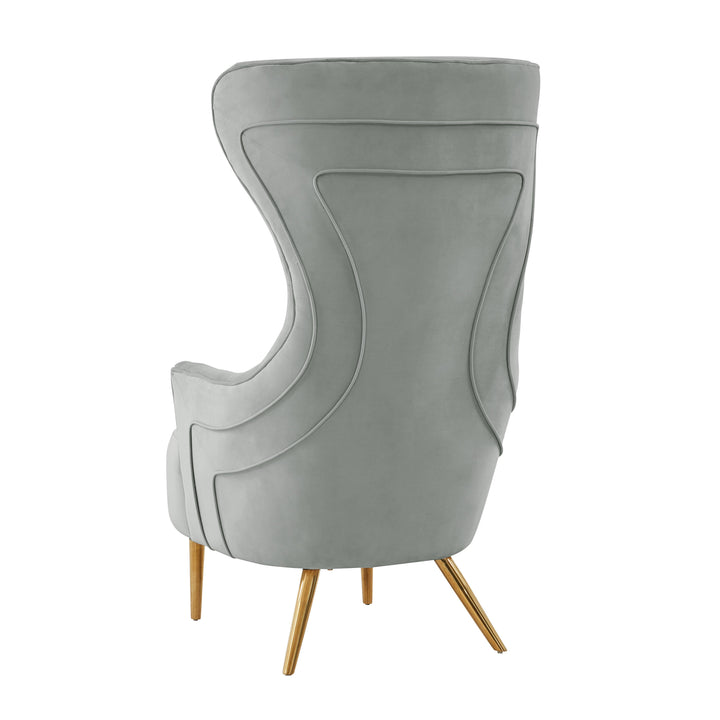 American Home Furniture | TOV Furniture - Jezebel Grey Velvet Wingback Chair
