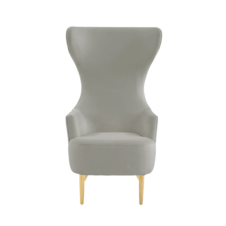 American Home Furniture | TOV Furniture - Julia Grey Velvet Channel Tufted Wingback Chair