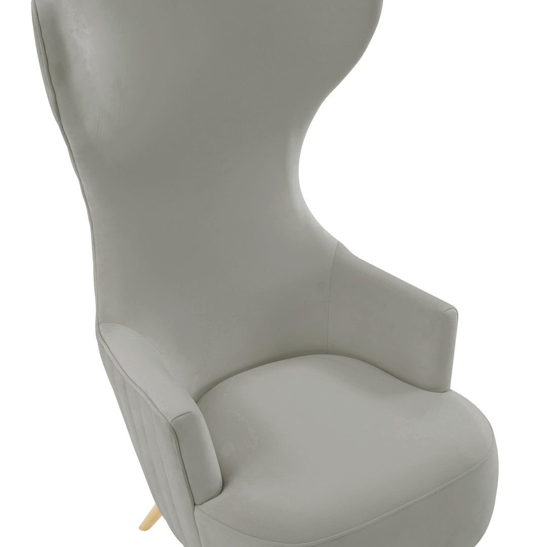 American Home Furniture | TOV Furniture - Julia Grey Velvet Channel Tufted Wingback Chair