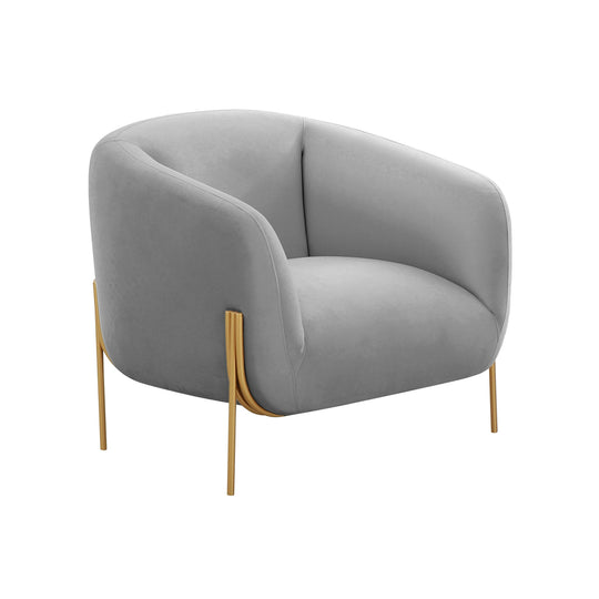 TOV Furniture Kandra Grey Velvet Accent Chair ACCENT + LOUNGE CHAIRS