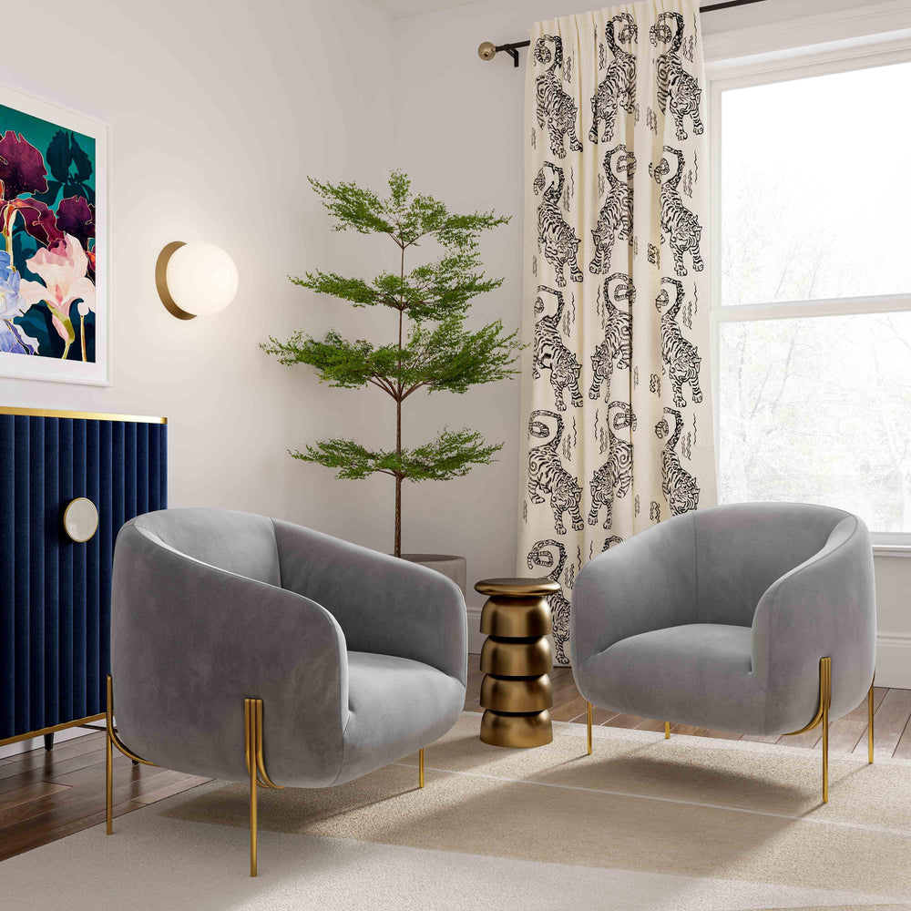 American Home Furniture | TOV Furniture - Kandra Grey Velvet Accent Chair