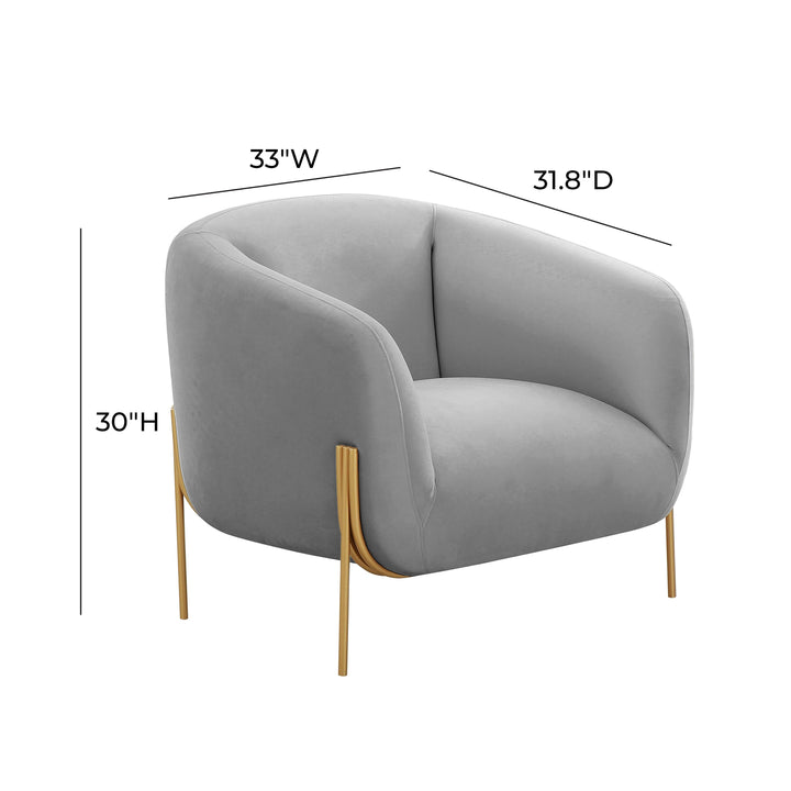 TOV Furniture Kandra Grey Velvet Accent Chair ACCENT + LOUNGE CHAIRS
