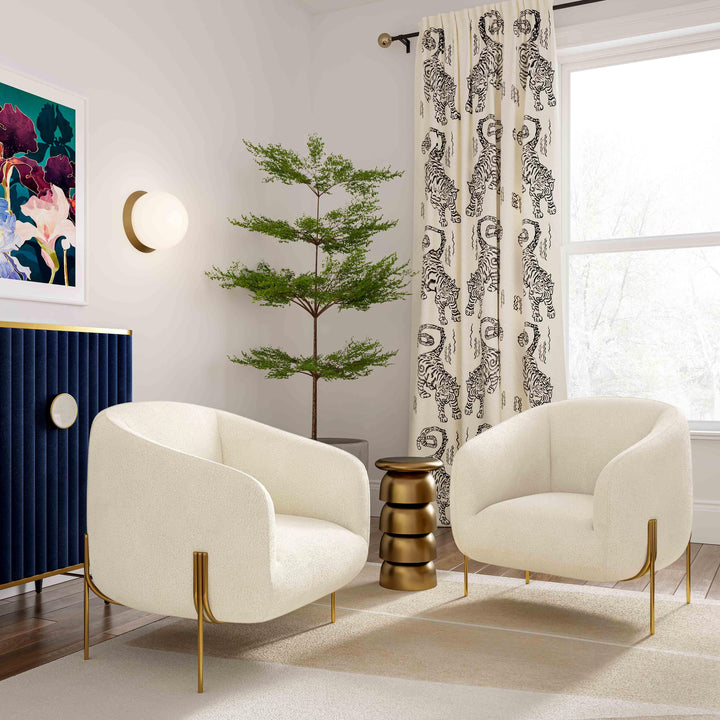 TOV Furniture Kandra Cream Shearling Accent Chair ACCENT + LOUNGE CHAIRS