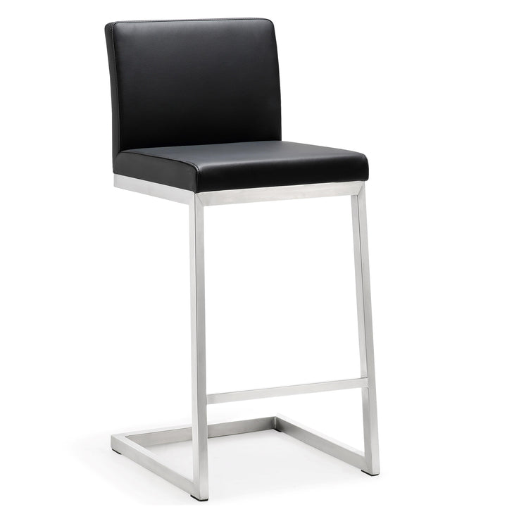 TOV Furniture Parma Black Stainless Steel Counter Stool - Set of 2 OTTOMANS, POUFS, + STOOLS