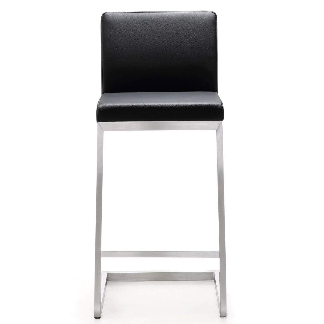 TOV Furniture Parma Black Stainless Steel Counter Stool - Set of 2 OTTOMANS, POUFS, + STOOLS
