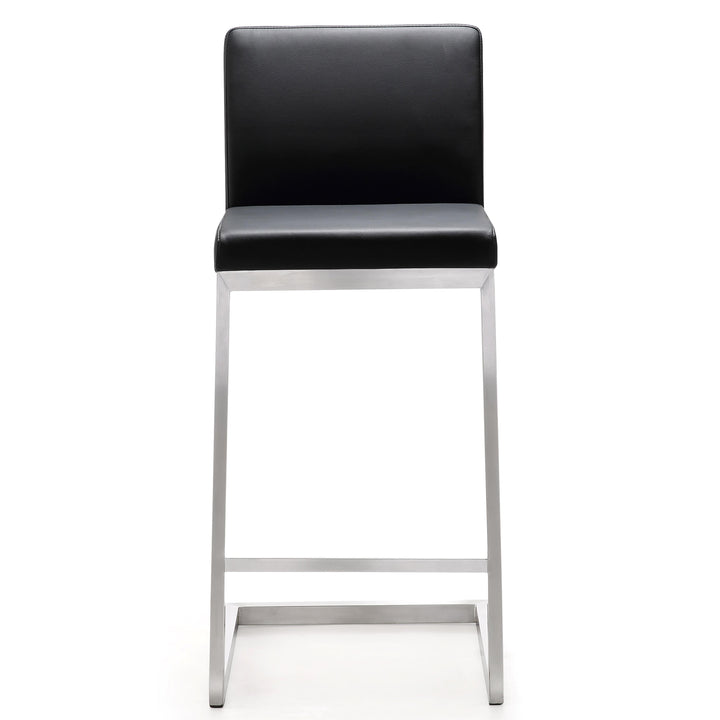 TOV Furniture Parma Black Stainless Steel Counter Stool - Set of 2 OTTOMANS, POUFS, + STOOLS