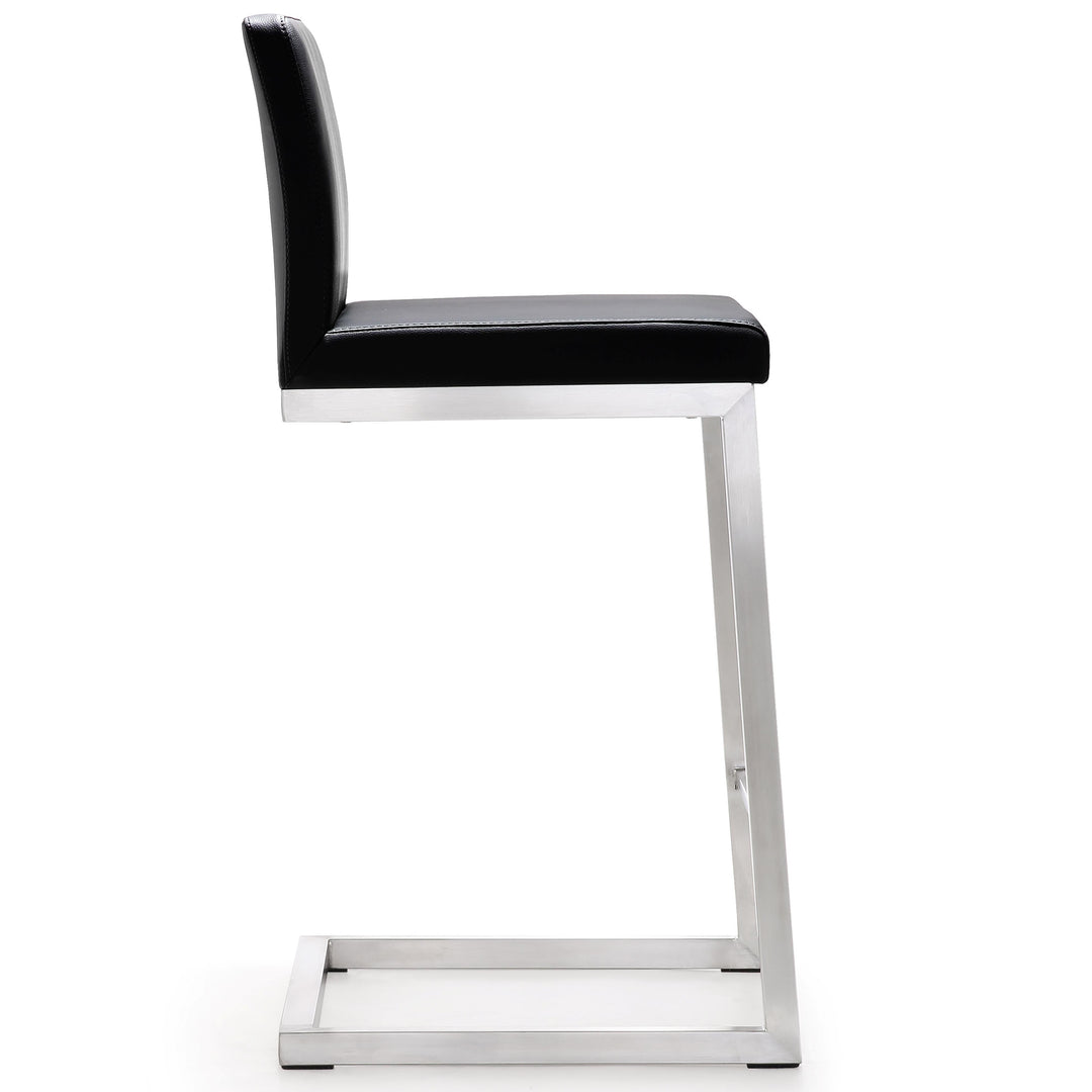 TOV Furniture Parma Black Stainless Steel Counter Stool - Set of 2 OTTOMANS, POUFS, + STOOLS