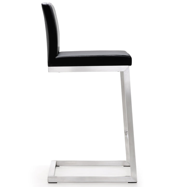 TOV Furniture Parma Black Stainless Steel Counter Stool - Set of 2 OTTOMANS, POUFS, + STOOLS