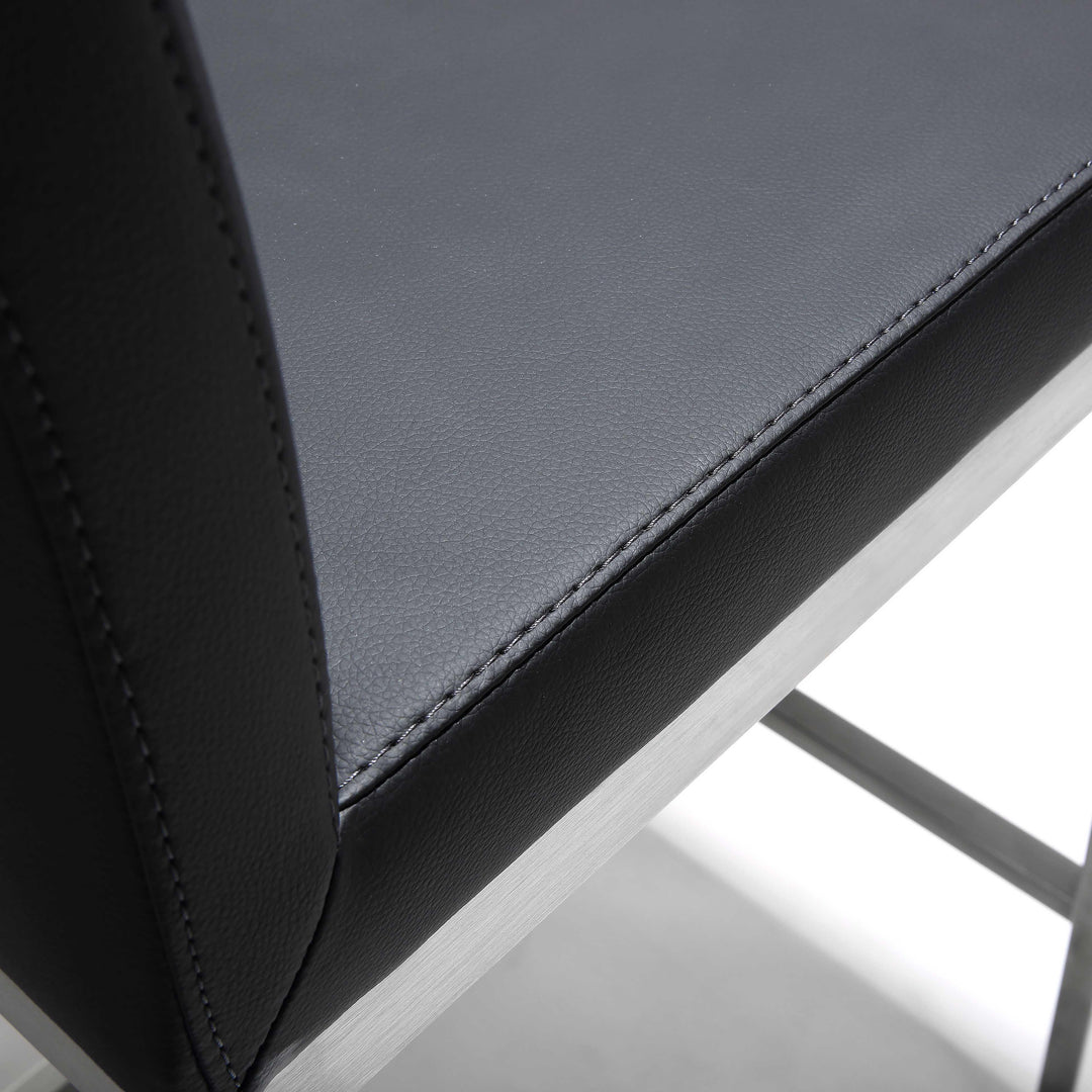 TOV Furniture Parma Black Stainless Steel Counter Stool - Set of 2 OTTOMANS, POUFS, + STOOLS