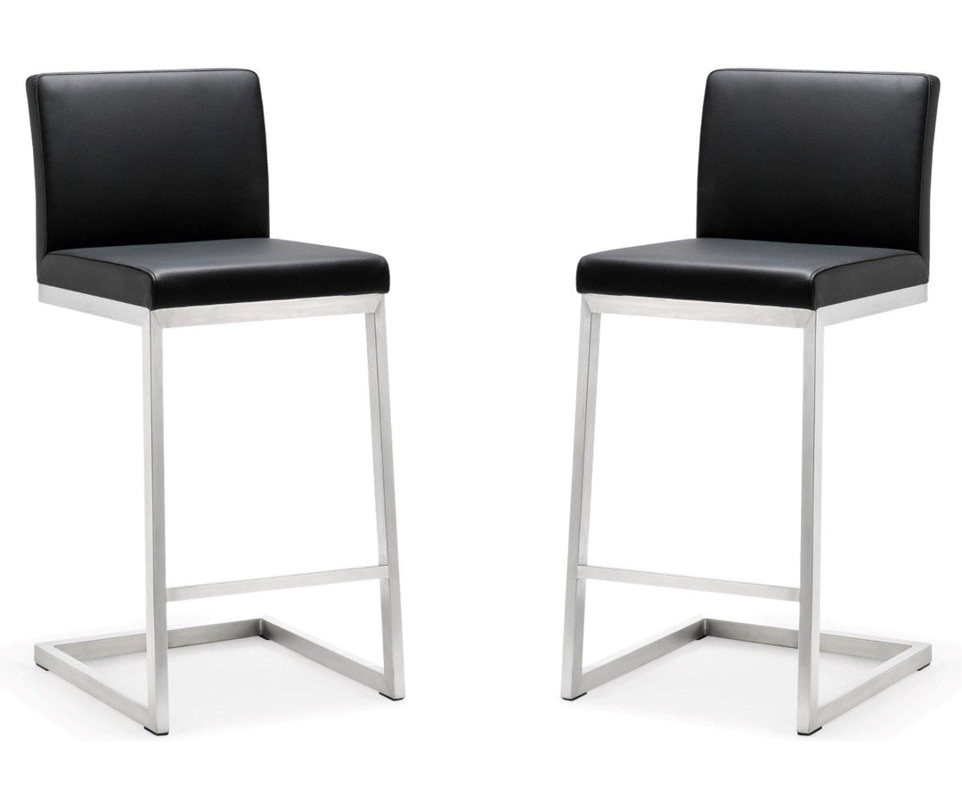 American Home Furniture | TOV Furniture - Parma Black Stainless Steel Counter Stool - Set of 2
