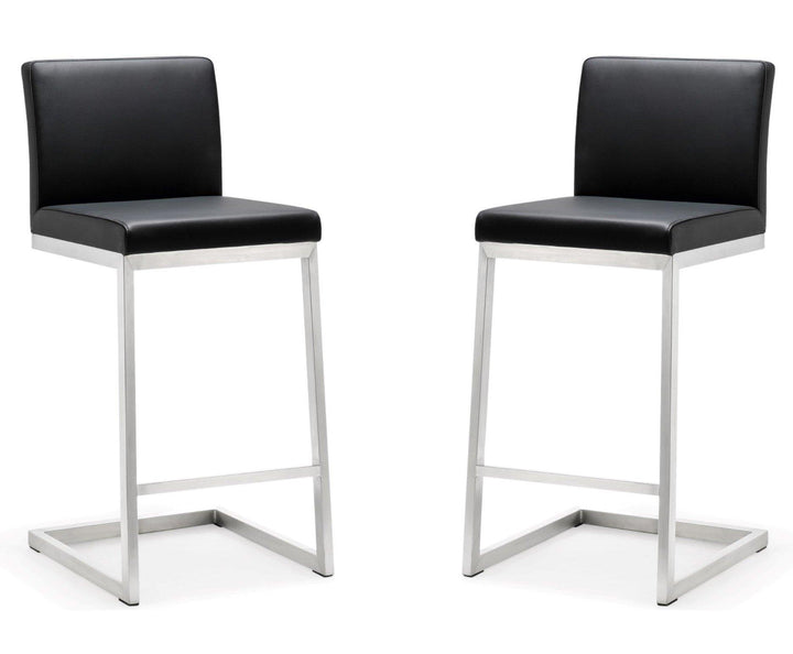 American Home Furniture | TOV Furniture - Parma Black Stainless Steel Counter Stool - Set of 2