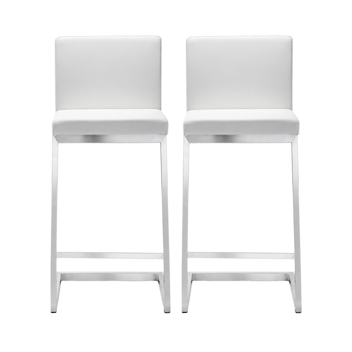 American Home Furniture | TOV Furniture - Parma White Stainless Steel Counter Stool - Set of 2