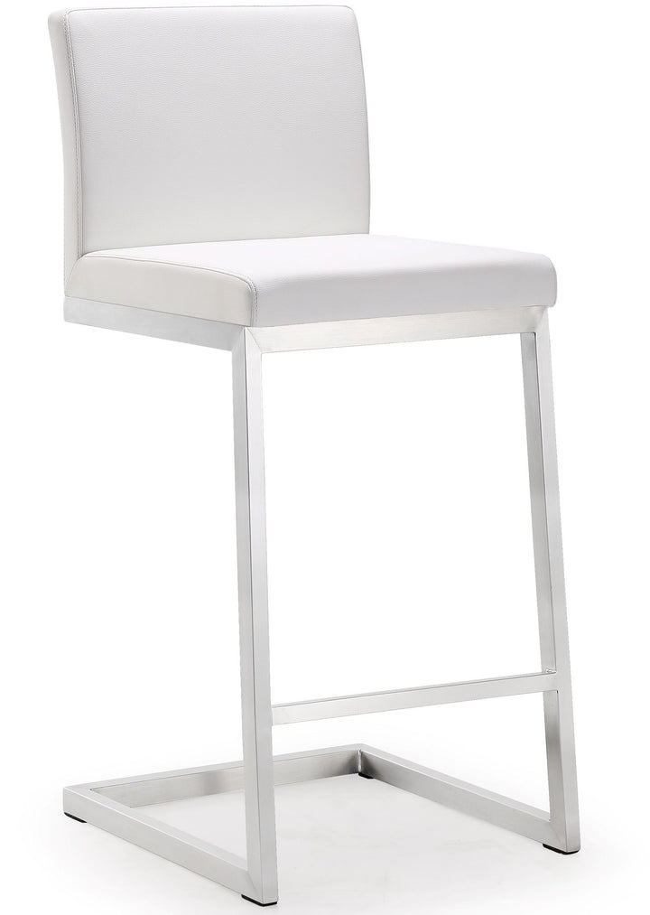 American Home Furniture | TOV Furniture - Parma White Stainless Steel Counter Stool - Set of 2