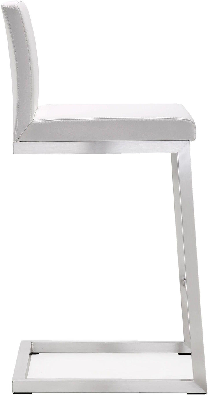 American Home Furniture | TOV Furniture - Parma White Stainless Steel Counter Stool - Set of 2