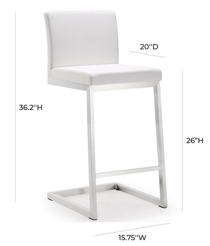 American Home Furniture | TOV Furniture - Parma White Stainless Steel Counter Stool - Set of 2