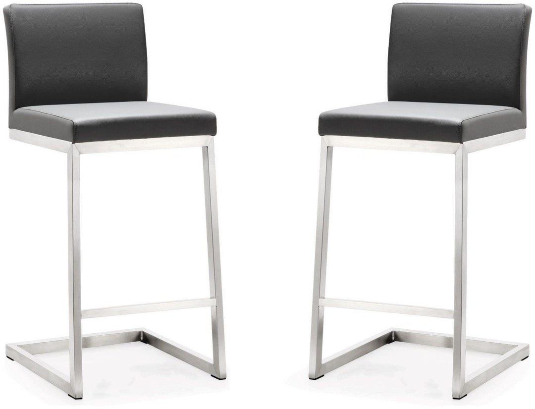 American Home Furniture | TOV Furniture - Parma Grey Stainless Steel Counter Stool - Set of 2