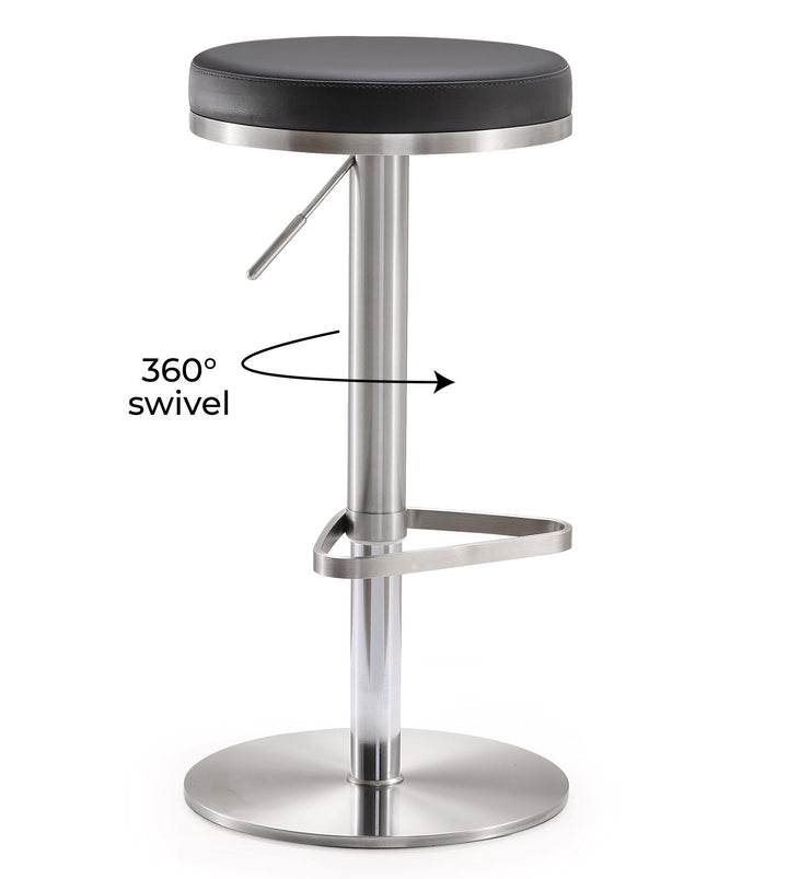 American Home Furniture | TOV Furniture - Fano Black Stainless Steel Adjustable Barstool