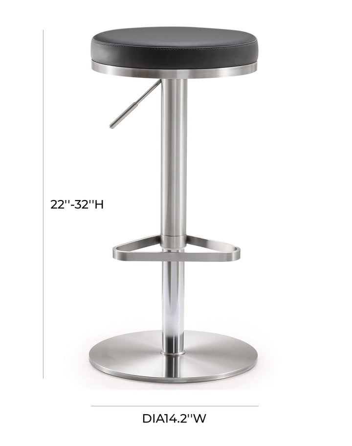 American Home Furniture | TOV Furniture - Fano Black Stainless Steel Adjustable Barstool