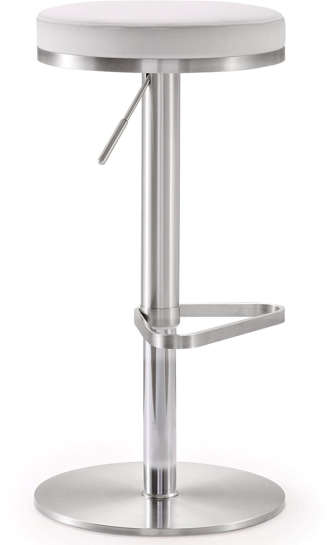 American Home Furniture | TOV Furniture - Fano White Stainless Steel Adjustable Barstool