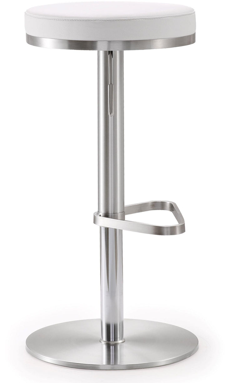 American Home Furniture | TOV Furniture - Fano White Stainless Steel Adjustable Barstool