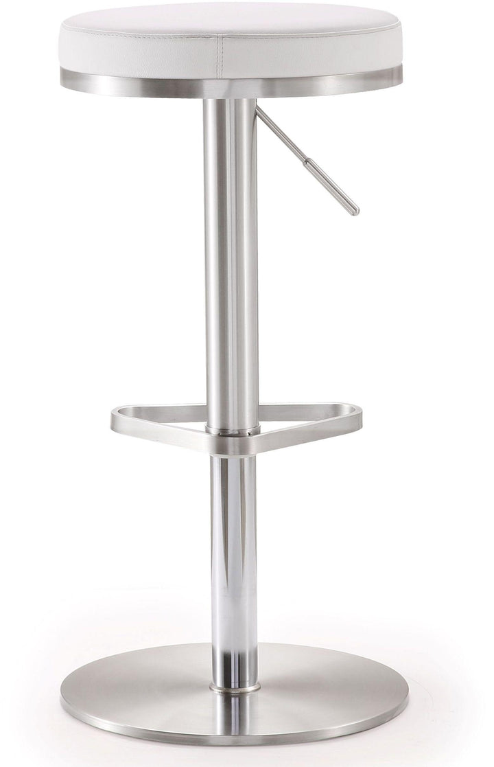 American Home Furniture | TOV Furniture - Fano White Stainless Steel Adjustable Barstool