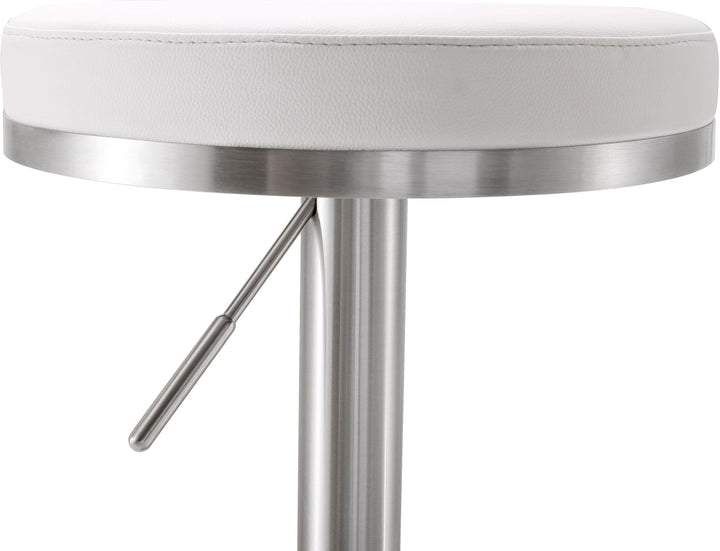 American Home Furniture | TOV Furniture - Fano White Stainless Steel Adjustable Barstool