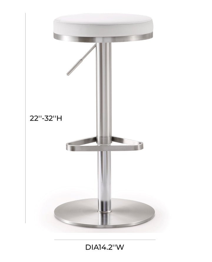 American Home Furniture | TOV Furniture - Fano White Stainless Steel Adjustable Barstool