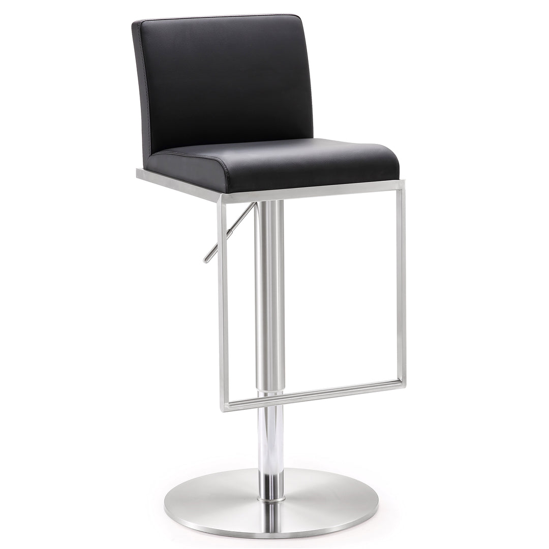 American Home Furniture | TOV Furniture - Amalfi Black Vegan Leather Adjustable Stool