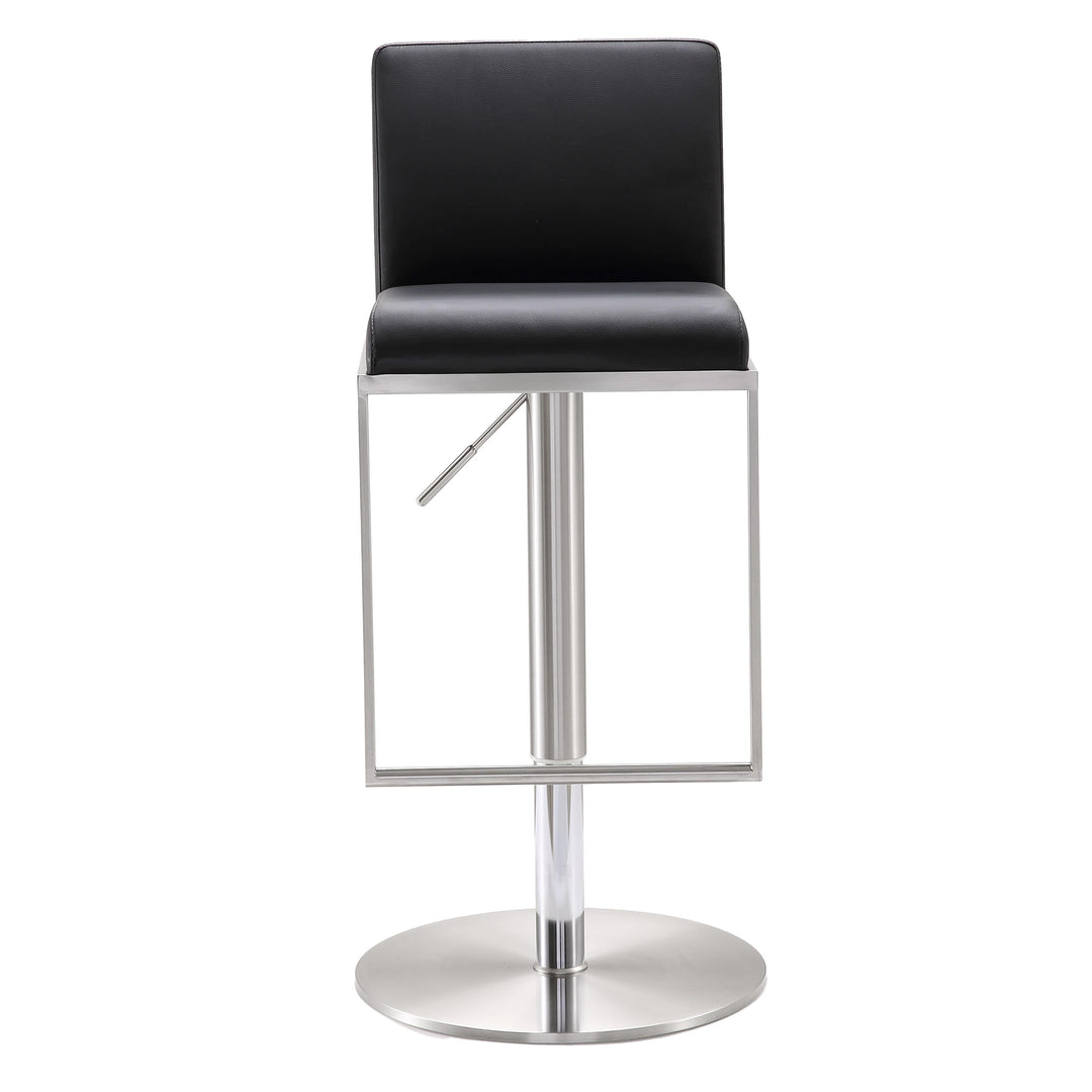 American Home Furniture | TOV Furniture - Amalfi Black Vegan Leather Adjustable Stool