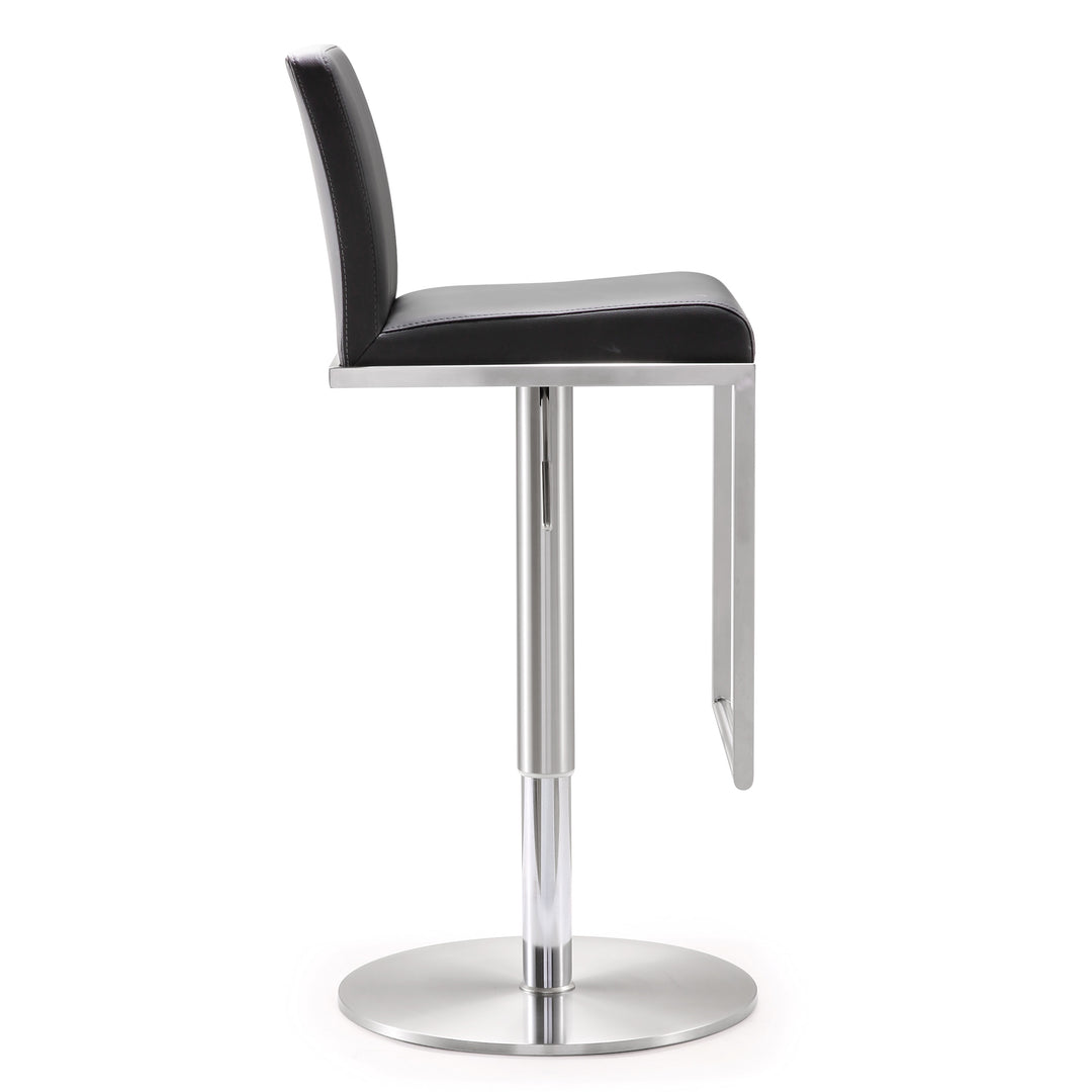 American Home Furniture | TOV Furniture - Amalfi Black Vegan Leather Adjustable Stool