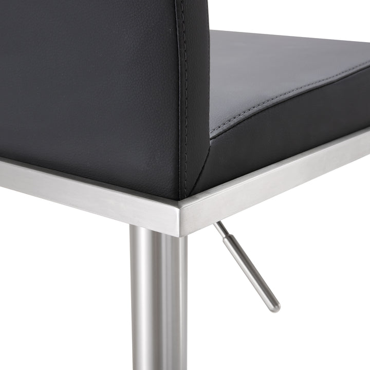 American Home Furniture | TOV Furniture - Amalfi Black Vegan Leather Adjustable Stool