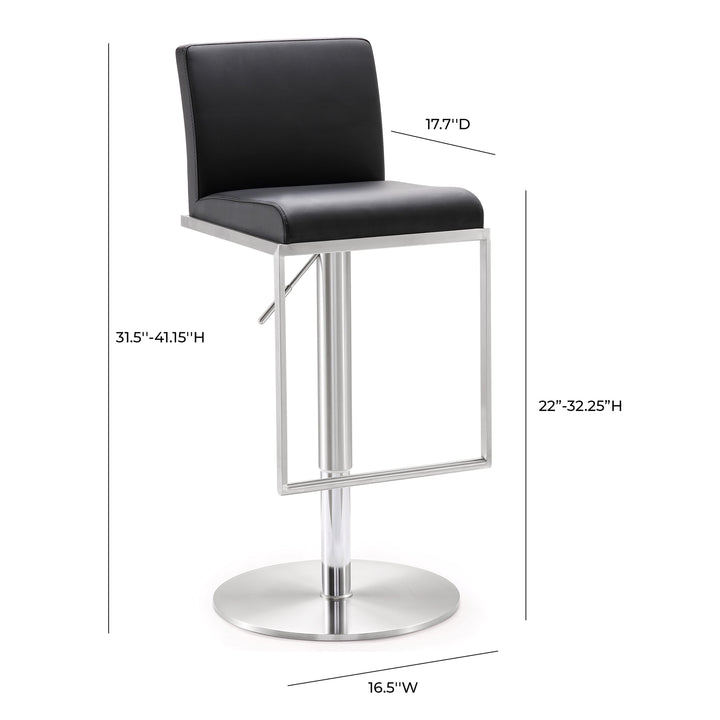 American Home Furniture | TOV Furniture - Amalfi Black Vegan Leather Adjustable Stool