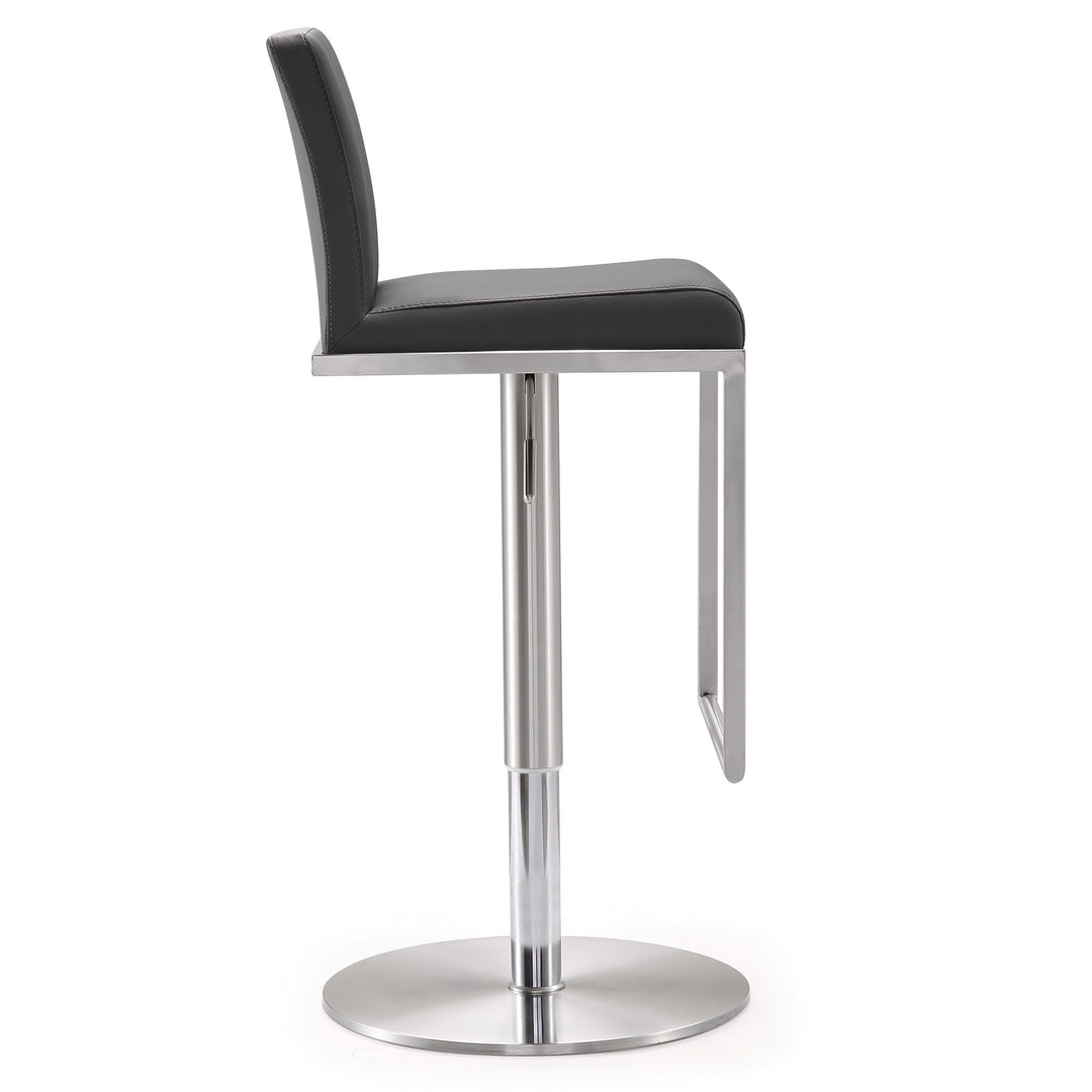 American Home Furniture | TOV Furniture - Amalfi Grey Vegan Leather Adjustable Stool