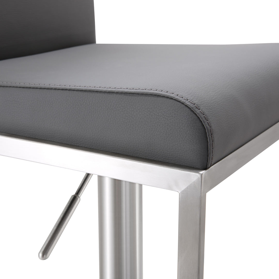 American Home Furniture | TOV Furniture - Amalfi Grey Vegan Leather Adjustable Stool