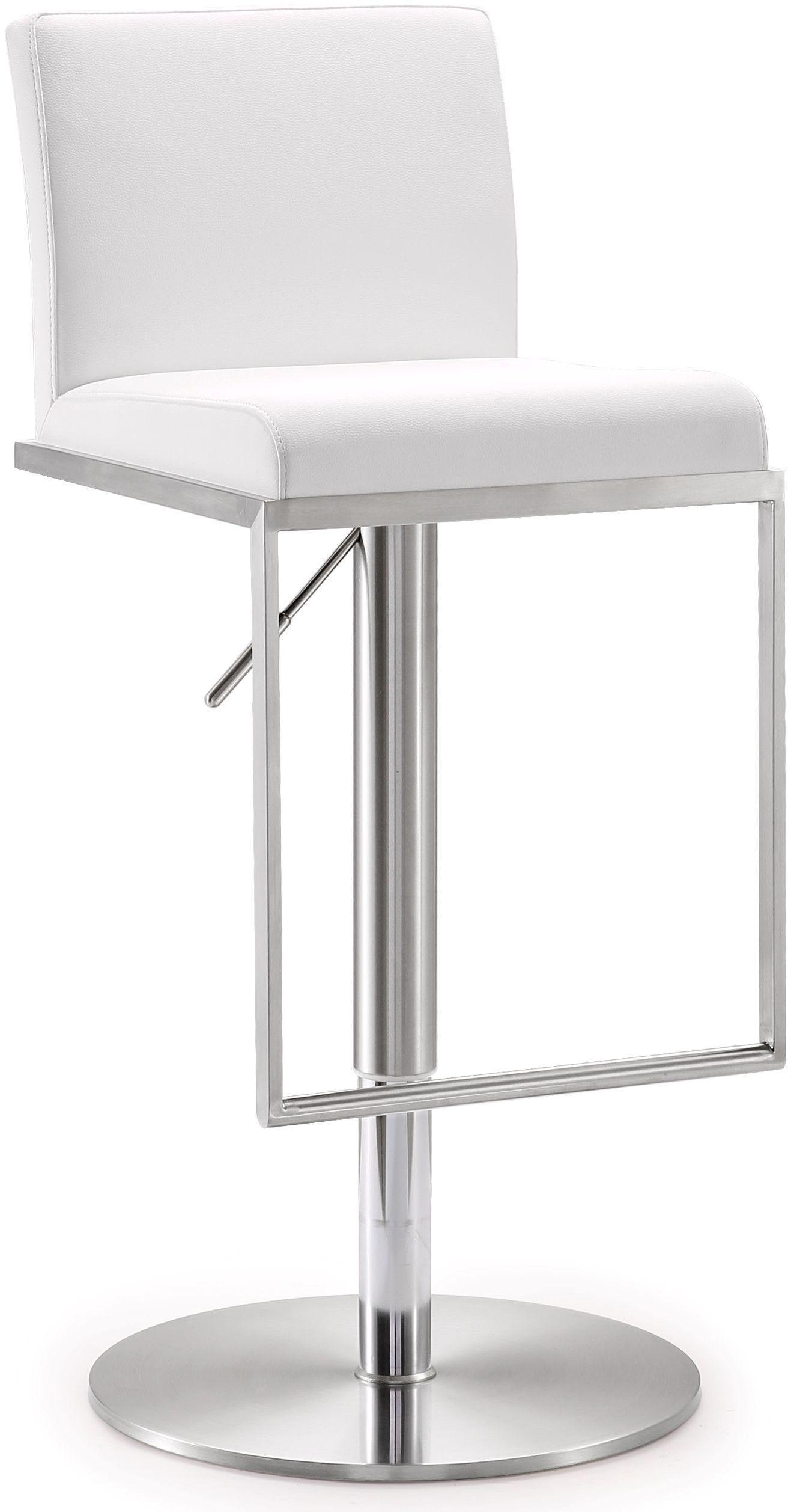 TOV Furniture Amalfi White Vegan Leather Adjustable Stool OTTOMANS, POUFS, + STOOLS