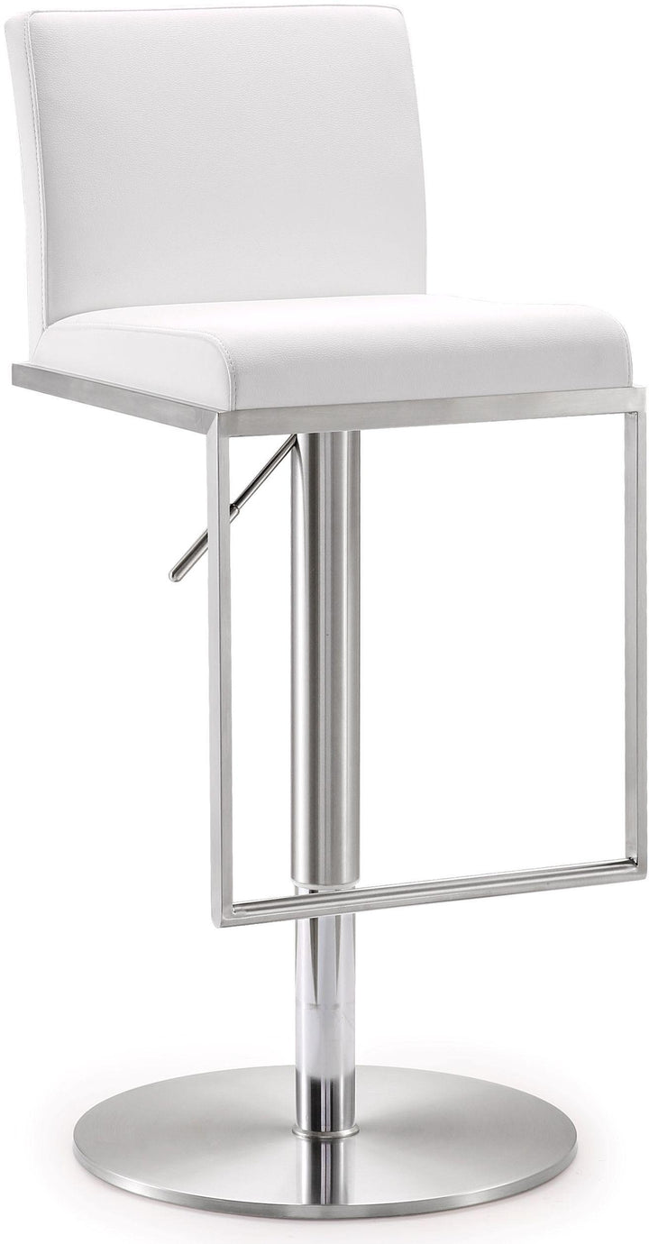 American Home Furniture | TOV Furniture - Amalfi White Vegan Leather Adjustable Stool