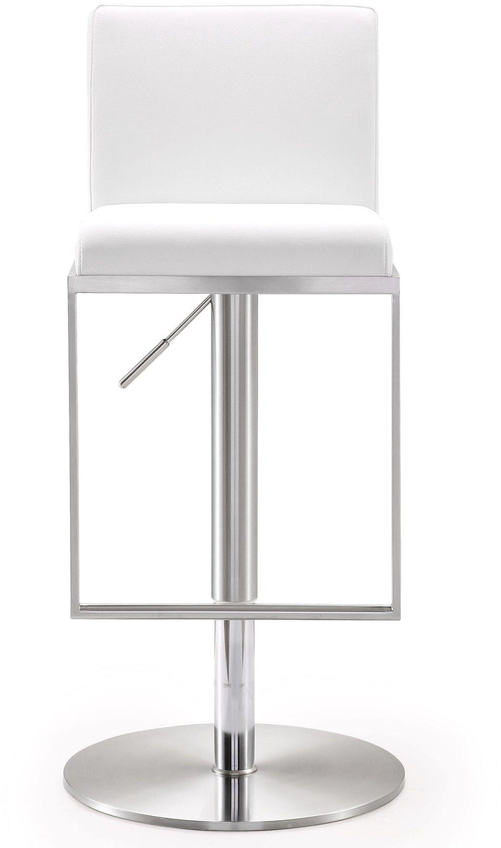 TOV Furniture Amalfi White Vegan Leather Adjustable Stool OTTOMANS, POUFS, + STOOLS