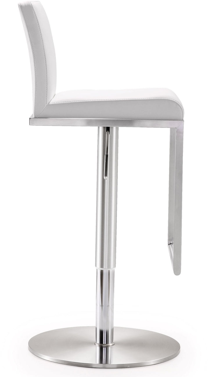 American Home Furniture | TOV Furniture - Amalfi White Vegan Leather Adjustable Stool