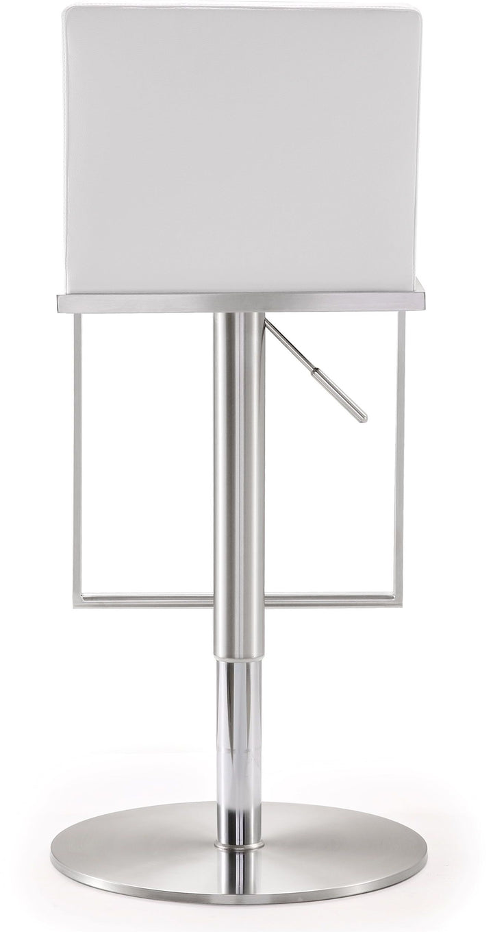 American Home Furniture | TOV Furniture - Amalfi White Vegan Leather Adjustable Stool