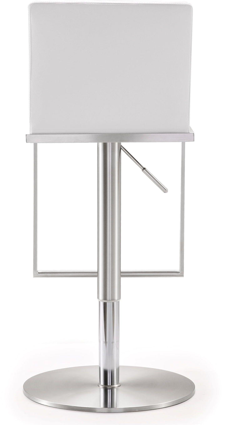 TOV Furniture Amalfi White Vegan Leather Adjustable Stool OTTOMANS, POUFS, + STOOLS