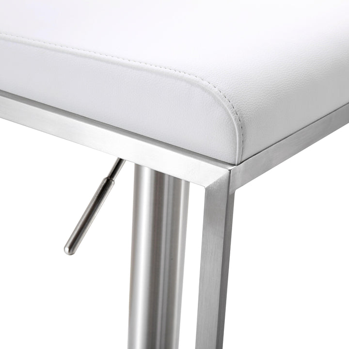 American Home Furniture | TOV Furniture - Amalfi White Vegan Leather Adjustable Stool