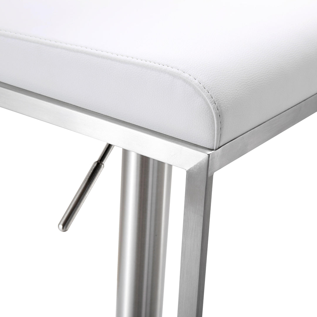TOV Furniture Amalfi White Vegan Leather Adjustable Stool OTTOMANS, POUFS, + STOOLS