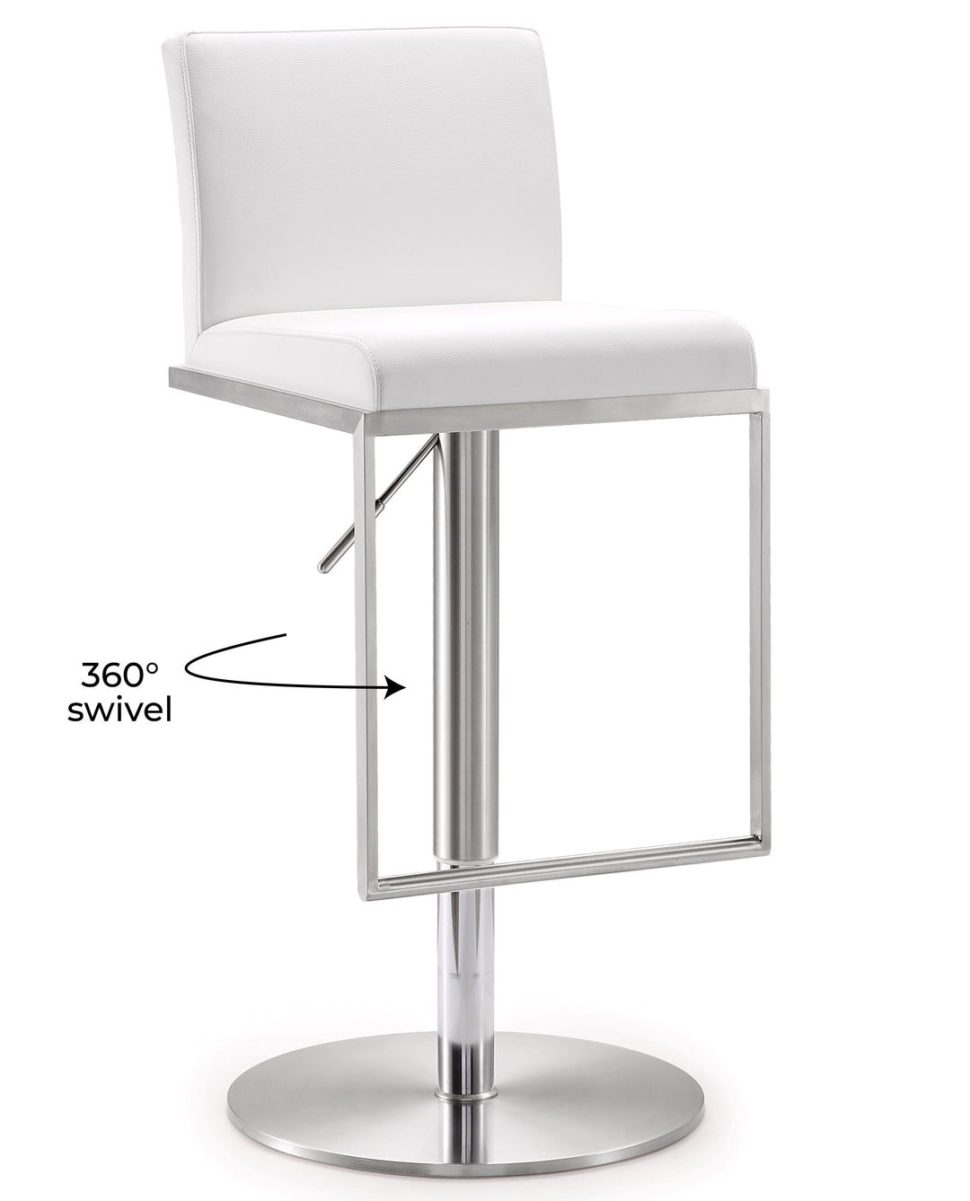 American Home Furniture | TOV Furniture - Amalfi White Vegan Leather Adjustable Stool