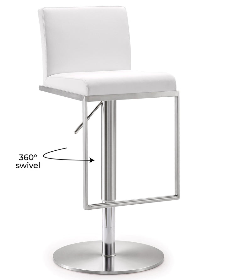 TOV Furniture Amalfi White Vegan Leather Adjustable Stool OTTOMANS, POUFS, + STOOLS