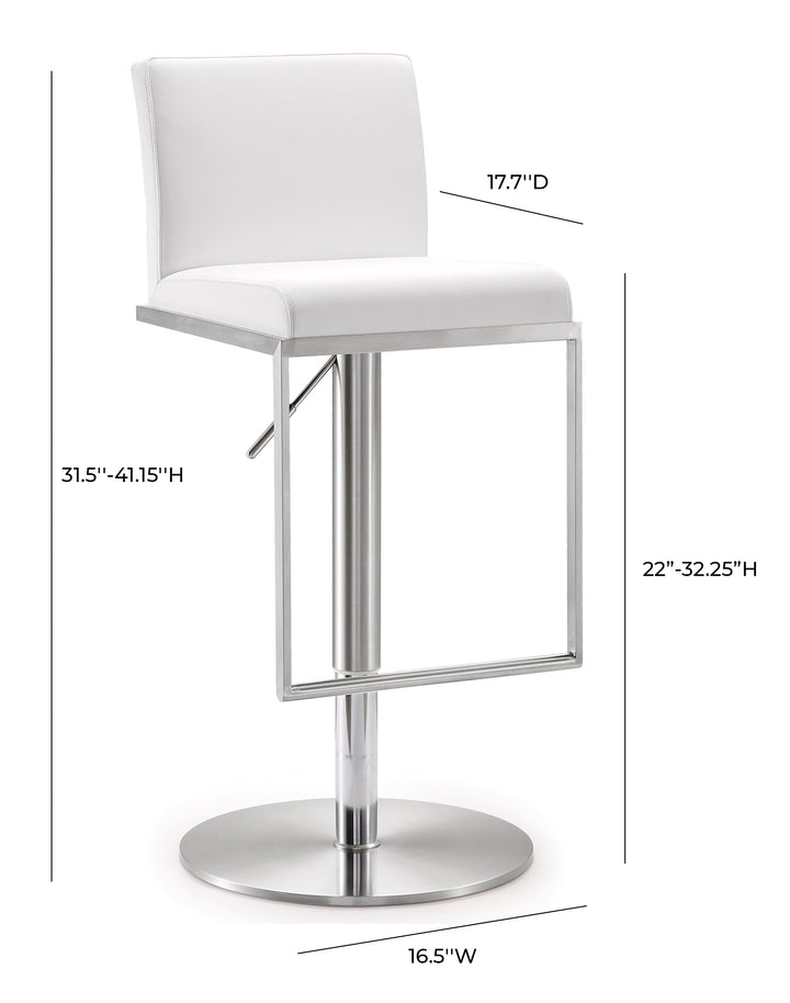 American Home Furniture | TOV Furniture - Amalfi White Vegan Leather Adjustable Stool