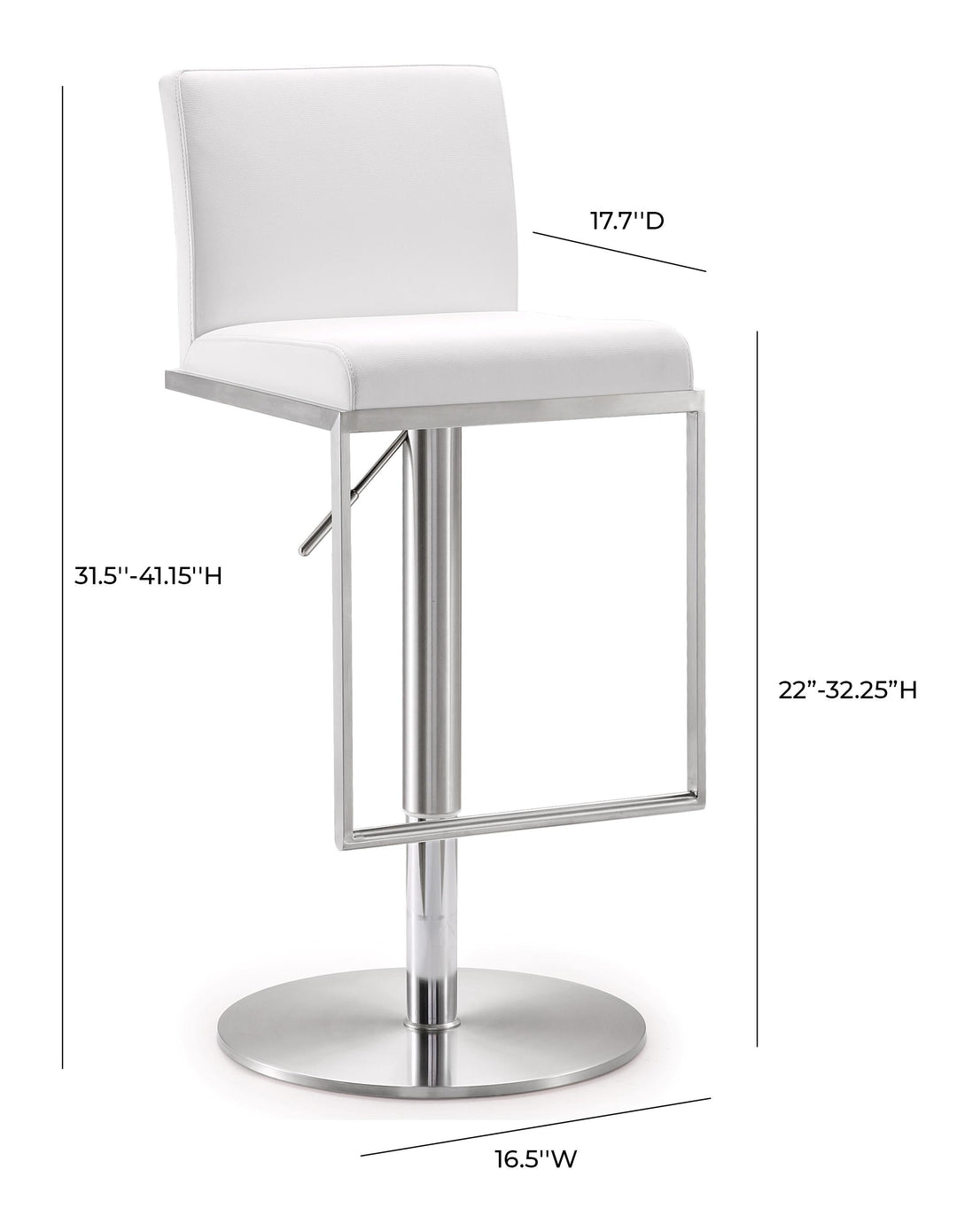 TOV Furniture Amalfi White Vegan Leather Adjustable Stool OTTOMANS, POUFS, + STOOLS
