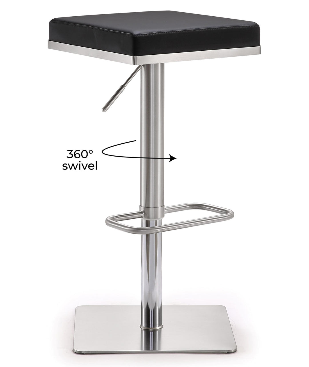 American Home Furniture | TOV Furniture - Bari Black Stainless Steel Adjustable Barstool