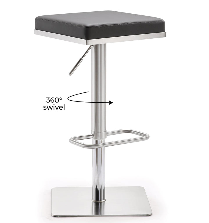 American Home Furniture | TOV Furniture - Bari Grey Stainless Steel Adjustable Barstool