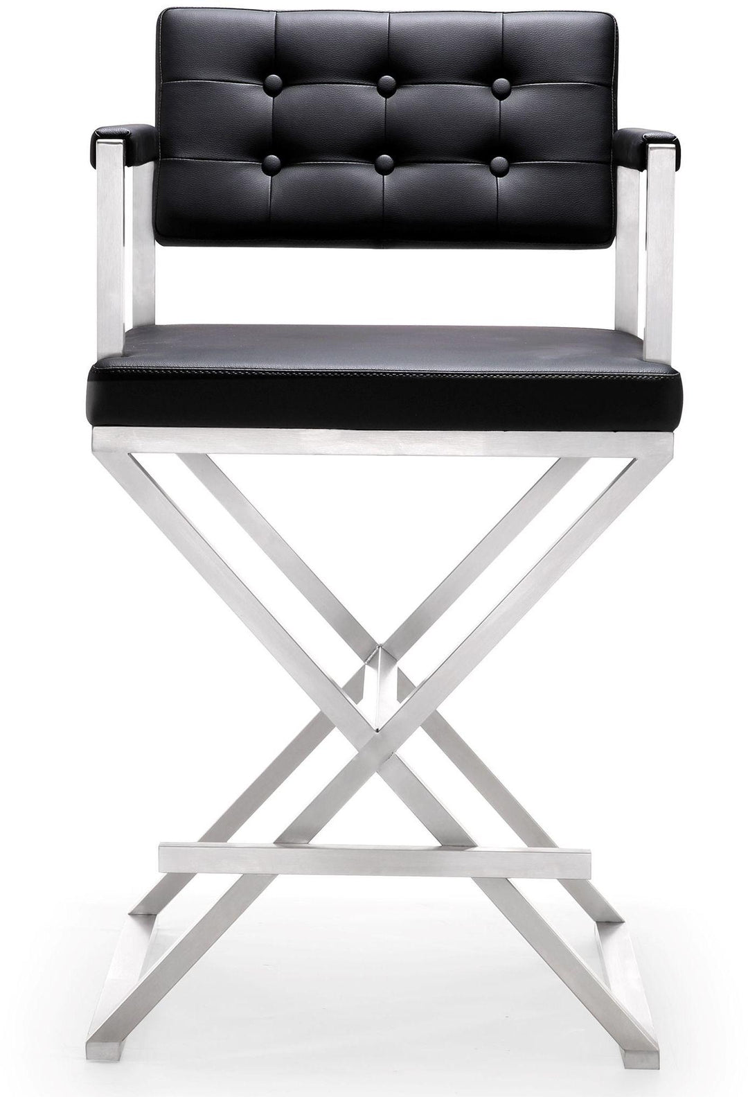 TOV Furniture Director Black Stainless Steel Counter Stool OTTOMANS, POUFS, + STOOLS
